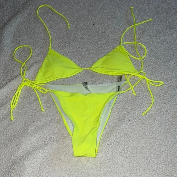 SHEIN Swim Nwt Shein Neon Yellow Bikini Size Large Poshmark